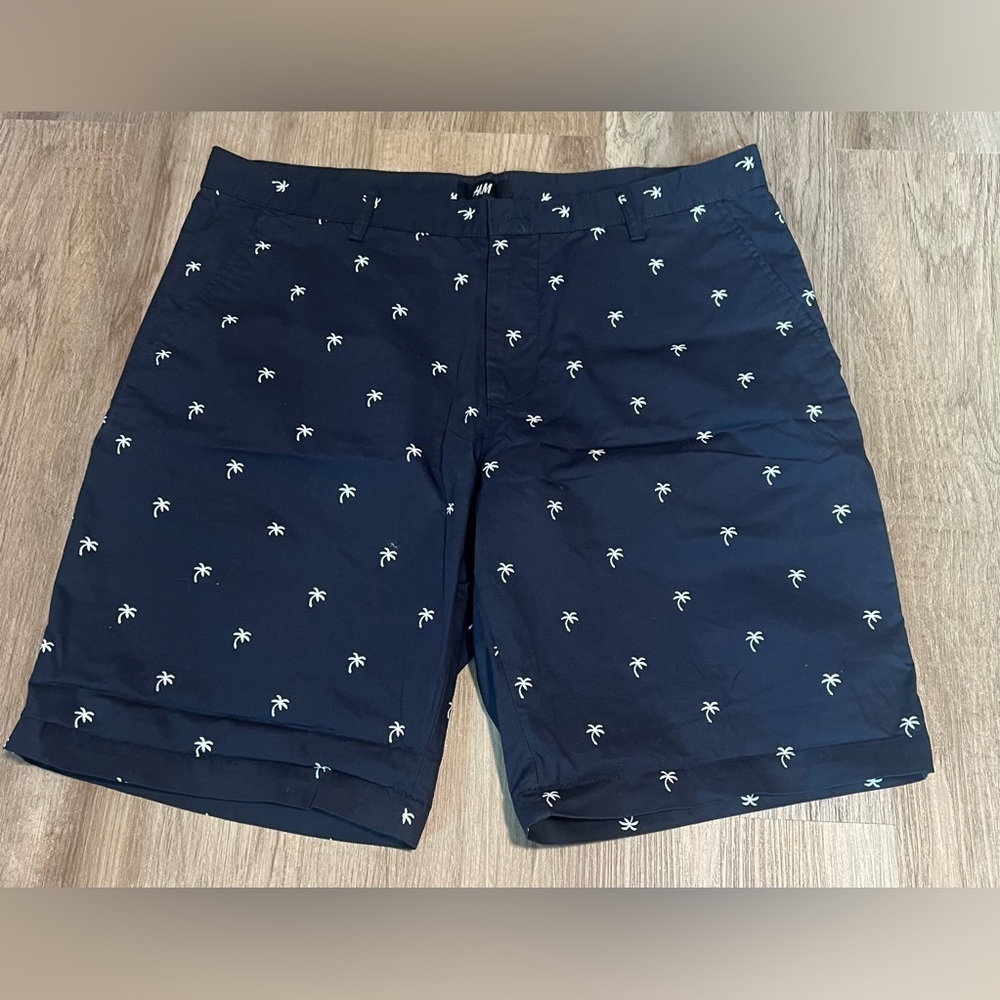 Men's H&M Black Shorts With Palm Trees